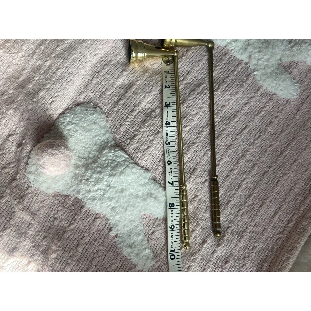 Vintage Solid Brass Hinged Bell Candle Snuffer 10 Inch Set Of 2